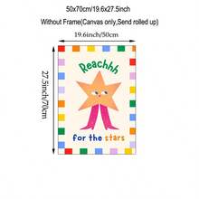 1pc Reach For The Stars Nursery Wall Art, Cute Star Print Canvas Painting, Inspirational Quote Poster For Boys And Girls Bedroom, Unframed/Framed/Hanging Decor - Multicolor - View 12