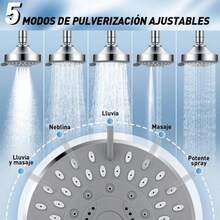 Ducha De Alta Presión De Acero Inoxidable Ajustable 5 Modos - Negro-1 ud. - Ver 3