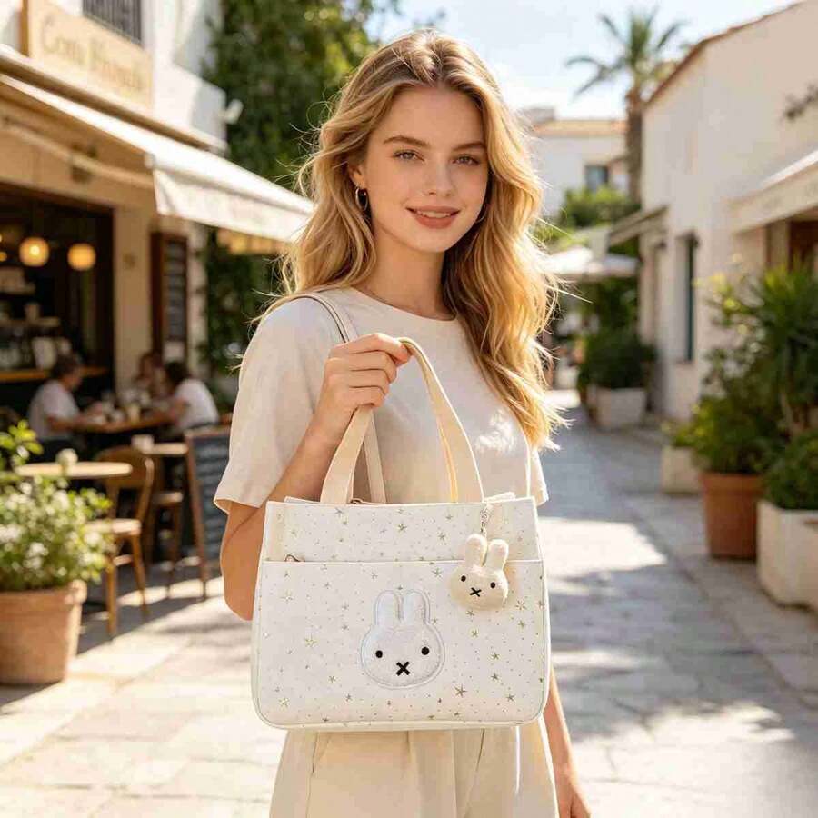 1pc 2026 New Miffy White Star Storage Bag, Miffy Polka Dot Cute Storage Bag, Cute Style, Suitable For Birthday, Party, Holiday, Fan Gift, Surprise Toy, Gift For Friends And Family (Random Style) - Multicolor - View 1