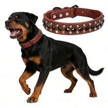 Collar para perro de cuero PU suave con remaches y pinchos de hongo, collar ajustable para mascotas pequeñas, adecuado para perros pequeños - Multicolor - Ver 4