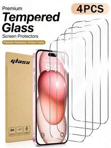 4pcs Ultra Durable Full Screen HD Tempered Glass Screen Protector, Compatible With 18 Pro/18 Pro Max/17/17Pro/17Air/17e/17Pro Max, 16/16Pro/16Plus/16Pro Max, 15/15Plus/15Pro/15Pro Max, 14/14Plus/14Pro/14Pro Max, 13 Mini/13/13Pro/13Pro Max, 12 Mini/12/12Pro/12Pro Max, 11/11Pro/11Pro Max. Anti-Scratch, Anti-Drop, Anti-Fingerprint, 9H Hardness, Easy Installation. - Clear - View 39