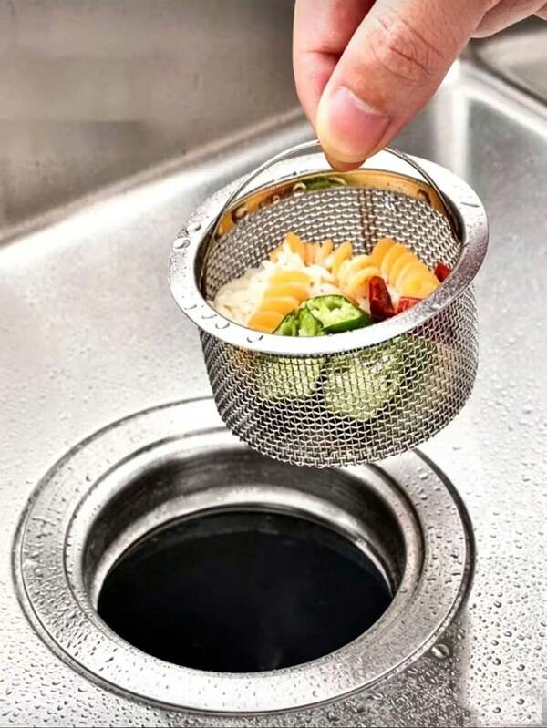 1pc Kitchen Sink Drain Filter And Plug, Round Kitchen Drain Stopper With Handle, Stainless Steel Garbage Disposal Plug, Common Anti-Clogging Kitchen Sink Strainer Basket Filter