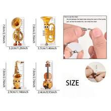 4pcs Musical Instrument Shaped Ruler With Beaded Chain, Transparent Portable Pocket Ruler/Handheld Ruler, Cute Cartoon Style Stationery, Can Be Hung On Backpack Or Pencil Case, Very Convenient Measuring Tool - Sets - View 2