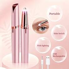 AXH. Women's Electric Eyebrow Trimmer, Eyebrow Shaping Pen, Facial Hair Remover, Automatic Eyebrow Razor, Pocket Knife - Rose Gold - View 2