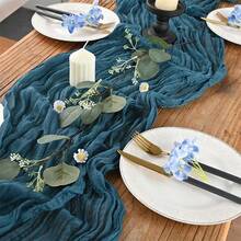 1pc Cheesecloth Table Runner, Semi-Transparent Gauze Tablecloth, Bohemian Or Rustic Style Wedding Table Decor, Suitable For Wedding Decoration, Arch Drapery, Bridal Shower, Holiday Party Decor - Multicolor - View 19