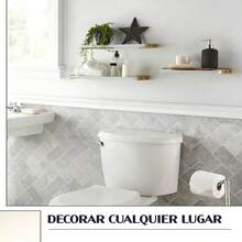 Estantes de pared para decoración de dormitorio, estantes de pared flotantes para sala de estar, almacenamiento de cocina, estantes flotantes de madera rústica montados en la pared para libros,Soportan Hasta 10 Kg, Fácil Instalación(juego de 3) - Blanco - Ver 7