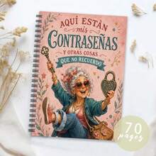 1PC A5 Spanish Codebook, Cute And Fun Grandma Pattern Password Collection, Used To Record Website Login Information And Other Important Details That Are Easy To Forget, Organizer - Multicolor - View 1