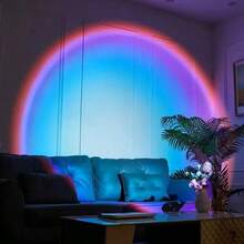 USB LED Sunset Lamp LED Rainbow Neon Light Night Light Projector Home Decor Atmosphere Light Bedroom Living Room Wall Gift Photography - Blue-violet Sunset - View 6