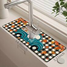 1pc Thanksgiving Pickup Truck Pattern Rubber Faucet Splash Guard, Bathroom Faucet Splash Guard, Mud Guard, Moisture-Proof Non-Slip Faucet Mat, Kitchen Countertop Accessory. Protect Your Kitchen Countertop. - Multicolor - View 12