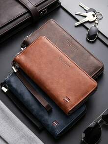 4/1pc Men's Carbon Fiber PU Pop‑Up Wallet, Zipper Coin Pocket Trifold Purse, Multi‑Card Slots Slim Purse For Business Daily Use - Multicolor - View 6