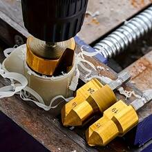 UNISURE 4pcs 14.8cm Deburring Tool + 20/25/32mm Step Drill Bit Set, Metal Deburring & Chamfering Tool Kit, Alloy Steel Material, Minimalist Gold Blade And Step Drill Details, Multi-Function Plumbing & Woodworking Hole Expansion & Deburring Tool, Suitable For Home Repair And Father's Day Gift - 3-piece Deburring Tool Set + 1-piece Trimming Knife - View 3