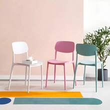 RXAG Sillas de comedor modernas para interior y exterior, fabricadas en plástico, con respaldo abierto, apilables, juego de 4 sillas, aptas para 4 personas, disponibles en varios colores. - Negro - Ver 7