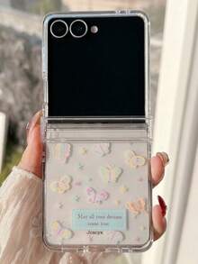 Casing Ponsel Transparan Motif Grafiti Bintang Kupu-kupu Y2K Kompatibel dengan Galaxy ZFlip 8 Z 5G Ukuran Kecil Transparan dengan Engsel Keras - kupu-kupu - View 2