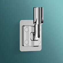 1pc No-Drill Wall Shower Head Holder, Smooth Mirror ABS Plated Material, 180° Full Rotation 120° Multi-Angle Tilt Adjustment, Self-Adhesive Damage Free Wall Mount Design, Suitable For All Smooth Bathroom Walls, Handheld Shower Head Dedicated Fixed Base Hardware Accessory - Silver - View 7