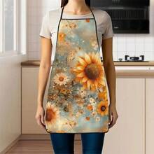 1pc Gradient Colorful Rose Floral Print Apron, Featuring Pink, Purple, Red Multi-Layered Rose Pattern, Durable Cooking Apron Suitable For Bakers, Cake Decorators, BBQ Enthusiasts, Gardeners, Painters, Nail Artists - Perfect Gift For Home And Professional Chefs - Multicolor - View 7