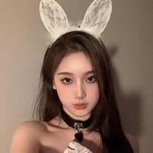 2pcs Korean Cute Lace Rabbit Ear Headband For Women, Influencer Face Wash Hair Hoop, Sexy Rabbit Ear Cosplay Makeup Hair Accessory - Multicolor - View 3