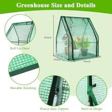 U'Artlines Mini invernadero portátil pequeño con almohadilla impermeable de 91 x 91 x 107 cm,carpa cubierta de plantas para jardín, plantas pequeñas, interior y exterior, PE - Verde - Ver 3