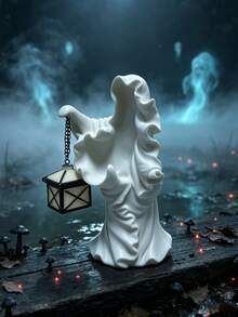 1pc Faceless Ghost Sculpture Halloween Decoration, Eerie Messenger Resin Statue, Black And White Ghost Figurine, Suitable For Home, Desktop, Garden, Indoor And Outdoor Halloween Party Decor - Grim Reaper - View 1