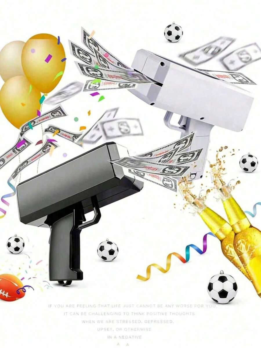 頂級派對金錢槍 新奇現金發射器 噴鈔槍 金錢噴射器 熱門金錢槍(免電池款) - 彩色 - 查看 1