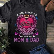 Memorial Hoodie: A Big Piece Of My Heart Lives In Heaven - Remembrance Gift - 黑色 - 查看 1