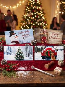 12pcs Realistic Christmas Envelopes With Snowman, Christmas Tree And Red Truck Patterns, Christmas Cards, Mailing Bags, Christmas Card Packaging, Christmas Money Bags, Christmas Party Gift Bags, Christmas Party Supplies, Christmas Decorations, 2027 New Year Gifts, Christmas Party Decorations, Merry Christmas Decoration For Home, Merry Christmas - Multicolor - View 9