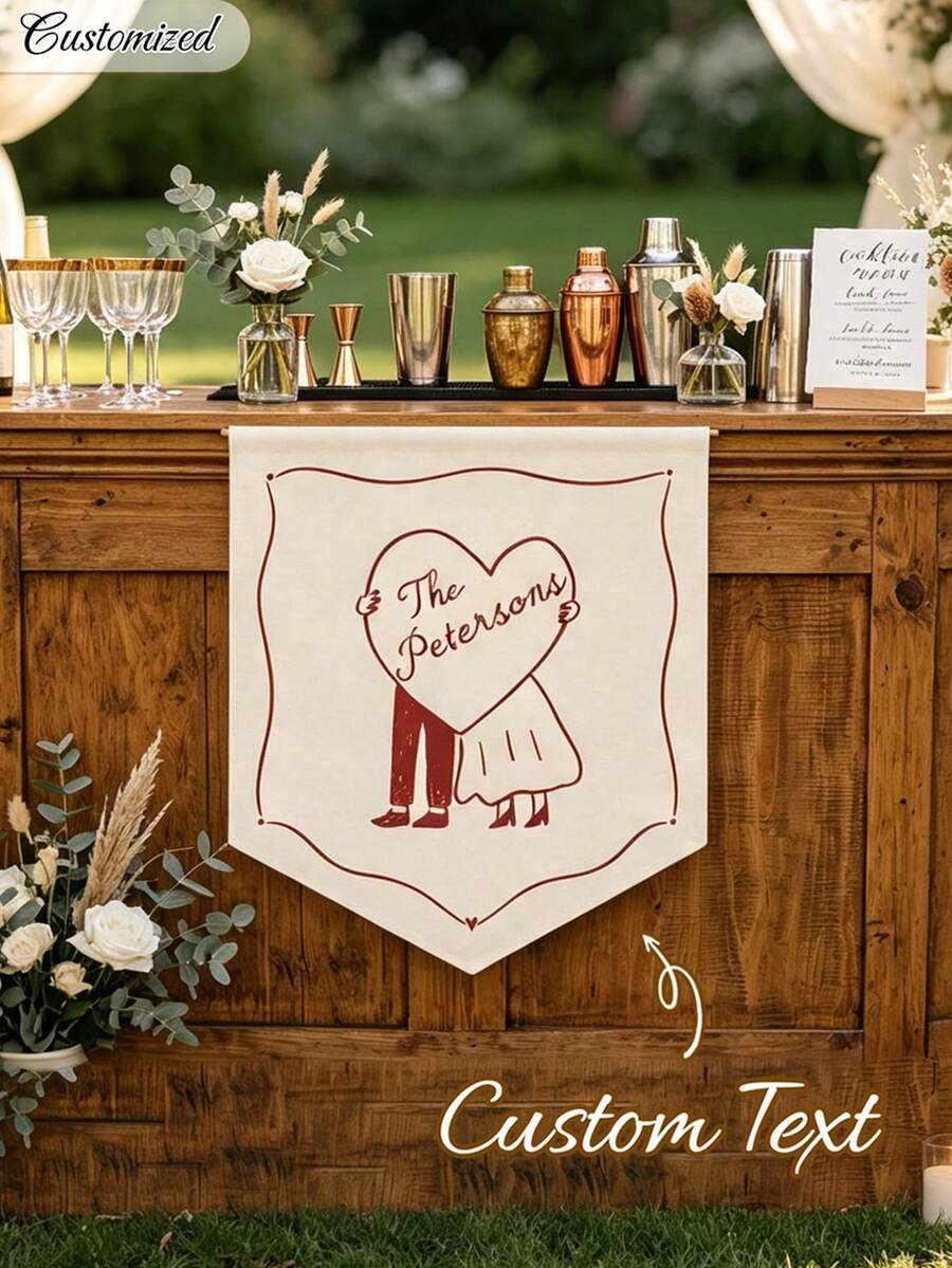 Banner Pernikahan dengan Nama Keluarga Kustom, Banner Nama Pernikahan, Perlengkapan Foto Pernikahan, Banner Logo Pernikahan yang Dipersonalisasi, Banner Hadiah Pengantin Baru, Dekorasi Pernikahan Luar Ruangan, Perlengkapan Foto