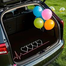 1pc Universal Romantic Heart Pattern Car Trunk Mat, 29.53x39.37 Inches, Made Of Durable Polyester Fiber, Car Carpet, Perfect Fit For Car Storage Needs, Car Trunk Interior Accessory - Heartbeat Heart - View 6