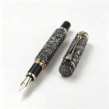 Luxury Gold Embossed Cloud Pattern Fountain Pen Vintage Metal Carved M Nib Business Signature Writing Pen Collectible Gift Stationery - Huabiao - View 12