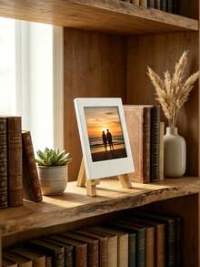 White Mini Instant Photo Frame, Small Easel-Style Photo Frame, Easel-Shaped Photo Display Stand, Reusable Desktop Photo Decor, Multi-Scene Universal Desktop Decoration, Ideal Gift For Friends, Classmates And Family - Multicolor - View 5