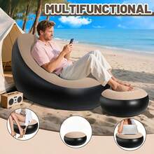 Inflatable Chair With Footstool, Adult Flocked Inflatable Sofa, Comfortable Inflatable Air Cushion Chair, Waterproof Portable Inflatable Sofa, Camping Inflatable Sofa - Chair - View 5