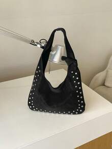 2026 New Personalized Rivet Motorcycle Large Capacity European And American Retro Shoulder Underarm Bag For Travel And Commuting - Black - View 6