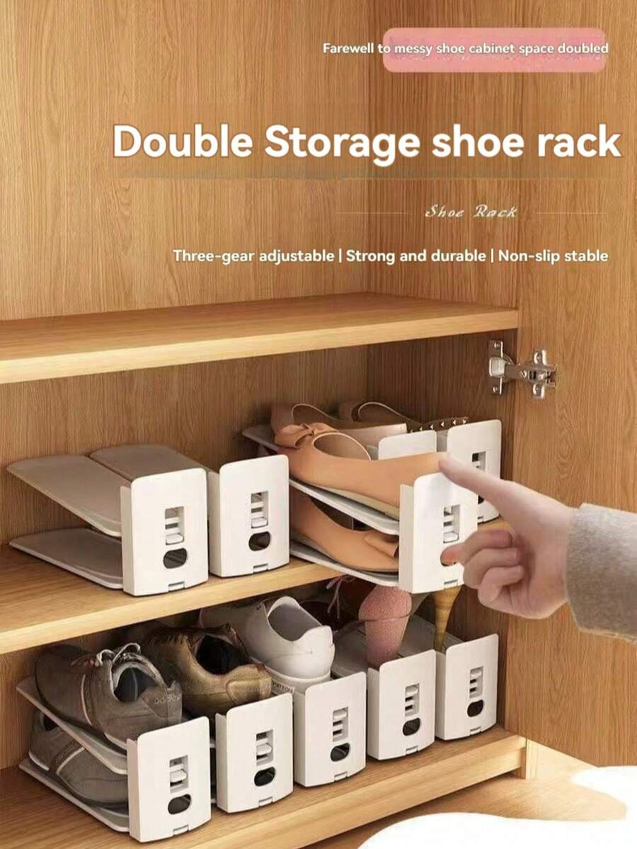 Thickened Double-Layer Adjustable Shoe Rack Home Entryway Shoe Cabinet Storage Organizer Dorm Foldable Shoe Storage Rack