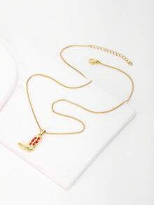 1pc 18K Gold Plated Copper Shoe Shaped Pendant Necklace, Luxury Minimalist Jewelry Gift For Women - Pendant Necklace - View 3