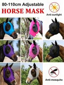 Soft Mesh Horse Fly Mask With Ears, Breathable Eye And Face Protection, Anti-Fly Face Mask, UV Protection Horse Gear - Multicolor - View 6