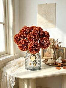 3/12pcs Artificial Chrysanthemum Balls, Hydrangea Balls, Wedding Decoration, Home Vase, Restaurant, Living Room, Bedroom, Bridal Bouquet, Birthday Party Decoration, New Year Valentine's Day Gift, Autumn Decoration, Back To School Room Decoration - Burnt Orange - View 8