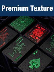 1pc Minimalist Black Playing Cards With Colorful Neon Pattern, Durable Card Game Set For Party Guests And Family, Suitable For Night Camping, Cruise Travel, Outdoor Games, Tabletop Game For Couples - Multicolor - View 9