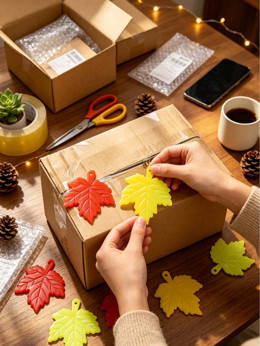 1/5/10pcs Portable Plastic Box Opener Maple Leaf Shaped Minimalist Unboxing Tool For Opening Boxes And Packages Keychain Pendant - Multicolor - View 1
