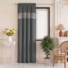 FLYINGCURTAINS Modern Plaid Patchwork Thermal Sunscreen Curtain With Window Rod Bag Style Light Translucent Privacy Window Screen, Farmhouse Style Home Decor Curtain - Grey - View 8