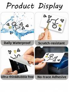 1pc Funny Stickman Official Credit Card Sticker Privacy Protection Card Skin, Funny Prank Holiday Gift PVC Material Anti-Fingerprint Anti-Scratch Wear-Resistant Card Sleeve Skin, Suitable For Chip Cards, Bank Cards, Credit Cards, Transit Cards, Student Campus Cards Personalized DIY - Multicolor - View 5