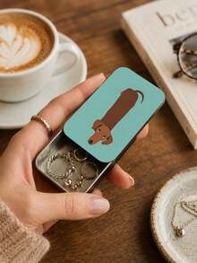 Mini Jewelry Storage Box With Fishbone Divider, Snap Closure Portable Jewelry Box, Inverted Dachshund Metal Matchbox, Easy To Carry Vintage Design, Multi-Functional Decorative Storage Box, Partitioned Storage For Earrings, Rings, Necklaces, Suitable For Commuting, Short Trips, Dorm Desk, Vanity Organization, Ideal For Delicate Girls, Students, Jewelry Lovers - Multicolor - View 7