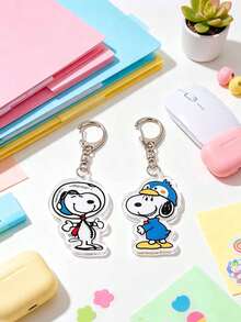 Snoopy Peanut Comic Cartoon Series Acrylic Bag Hanger, Featuring Space Astronaut Snoopy And Funny Penguin Costume Snoopy, Rust-Proof Metal Hardware, Stylish Accessory For Personal Items - Multicolor - View 1
