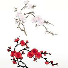 1PC/2PCS Plum Blossom Embroidered Patch, Winter Plum Embroidered Patch - White, Red, Pink And Brown Tones - Perfect For DIY Projects And Clothing Accessories - Multicolor - View 9