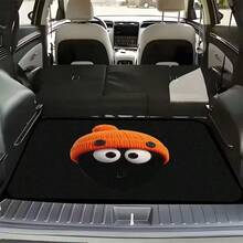 1pc Cartoon Car Trunk Mat, Black Big Eyes With Orange Knit Hat Surprised Expression, Suitable For Sedans, Trucks And SUVs, All-Season Use, Multi-Functional Trunk Storage Mat Keeps Car Interior Clean, Ideal For Daily Commute, Interior Upgrade, Car Interior Accessories - Orange Hat - View 3