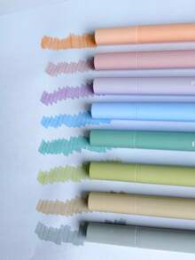 1pc/8pcs/16pcs Soft Tip Fluorescent Highlighter Pens, Soft Glow Markers, Axe-Shaped Soft Tip, Suitable For Key Point Marking, Note-Taking, Planner Decoration, Doodling, Daily Learning, Office Work And DIY Crafts - Highlighter - View 3