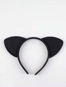 1pc Cartoon Leopard Print Plush Cat Ear Headband Animal Ear Headband For Halloween Party Holiday - Multicolor - View 2