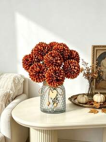 3/12pcs Artificial Chrysanthemum Balls, Hydrangea Balls, Wedding Decoration, Home Vase, Restaurant, Living Room, Bedroom, Bridal Bouquet, Birthday Party Decoration, New Year Valentine's Day Gift, Autumn Decoration, Back To School Room Decoration - Burnt Orange - View 7
