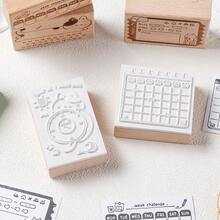 Cat Wooden Rubber Stamp Set, Vintage Planner Memo Notebook Stamps, DIY Scrapbook Journal Decoration Stationery - A - View 2