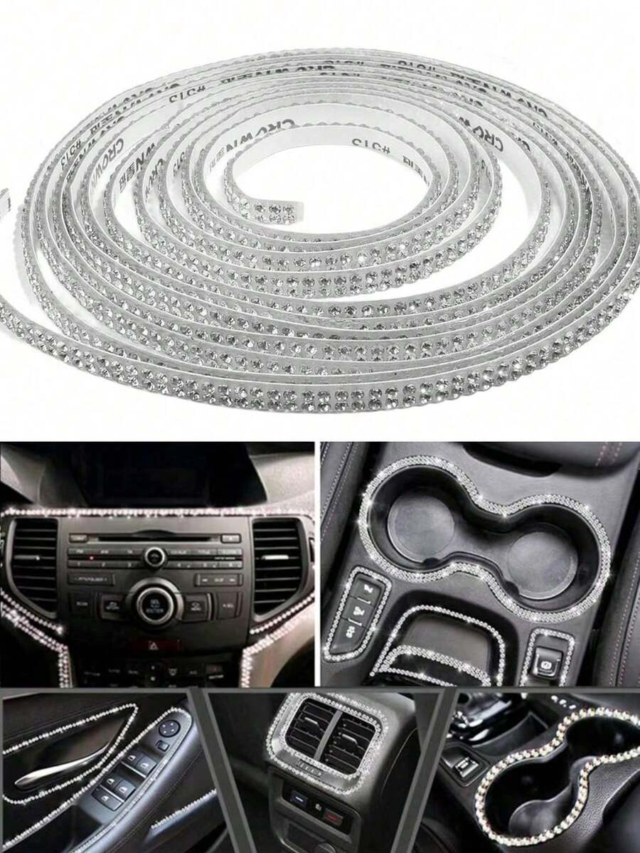 1pc/92cm Shiny Car Trim Strip, Shiny Car Trim Strip, Rhinestone Trim Strip, Car Dashboard Decorative Sequins Interior And Exterior Accessories, Car Diamond Inlay Trim Strip, DIY 1 Piece - A - View 1