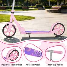 Commugo Kick Scooter For Kids Ages 6+, Teens And Adults, Adjustable Height, Folding, Large Wheels, Anti-Shock Suspension, For Boys And Girls - Watermelon Pink - View 7