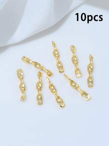 10 Peças Conectores de Flor Torcida com Duplo Furo Banhados a Ouro 18K em Latão, Fechos de Pulseira, Acessórios DIY para Fazer Colares e Pulseiras - distorção - Visão 9